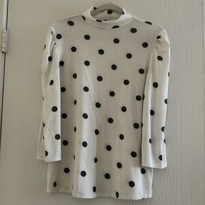 Olivia Blue White Neck Sweater with Black polka dots